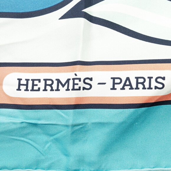 HERMES Blue Silk Scarf - Picture 4 of 7